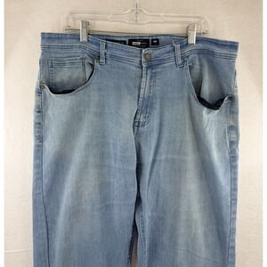 Barbell Apparel Jeans Mens 38 Blue Athletic Straight Fit Light Wash, 27" Inseam